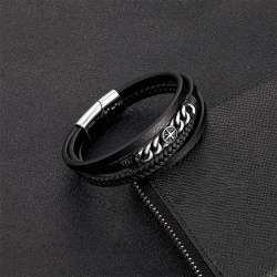 Мужской кожаный браслет стрелки компаса Путь