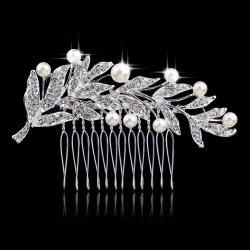 Гребінь для волосся Гілочка з кристалами та перлинами