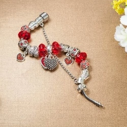 Браслет в стиле пандора Красное сердце lan-3116