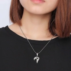 Парный кулон для влюбленных Сердце из стали