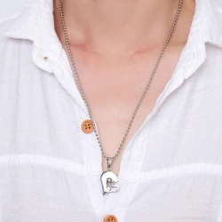 Парный кулон для влюбленных Сердце из стали