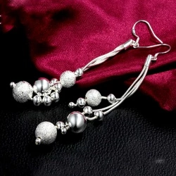 Длинные серьги с шариками Beads посеребренные