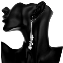 Длинные серьги с шариками Beads посеребренные