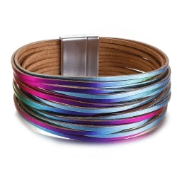 Жіночий шкіряний браслет Веселка