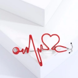 Брошь стетоскоп Ритм сердца серебристый lan-2878