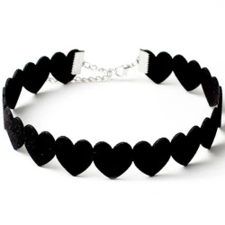 Замшевый чокер c Сердечками lan-318 чёрного цвета