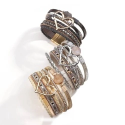 Жіночий шкіряний браслет Серце Мікс