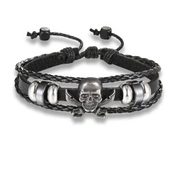 Кожаный браслет с пиратским черепом