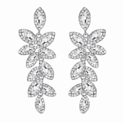 Сережки з кристалами листочки lan-3396