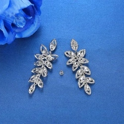 Сережки з кристалами листочки lan-3396