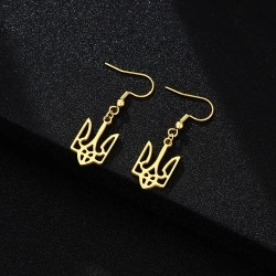 Серьги подвески из нержавеющей стали Герб Украины lan-2982