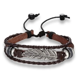 Кожаный браслет с Пером