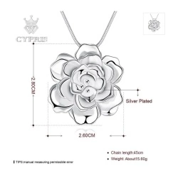Кулон с цепочкой Роза посеребренный