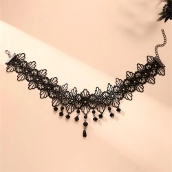 Колье чокер цветочное кружево с подвесками lan-3084