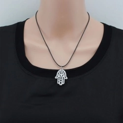 Кулон Хамса амулет на черном шнурке