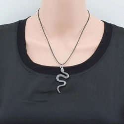 Кулон Змея на черном шнурке