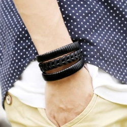 Широкий кожаный браслет lan – 142