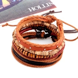 Кожаный браслет Изобилие (набор из 5 штук)