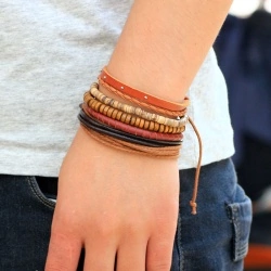 Кожаный браслет Изобилие (набор из 5 штук)