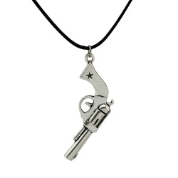 Кулон Пистолет на черном шнурке