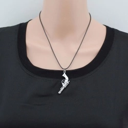 Кулон Пистолет на черном шнурке