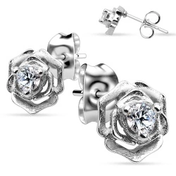 Серьги гвоздики Роза посеребренные EE-020