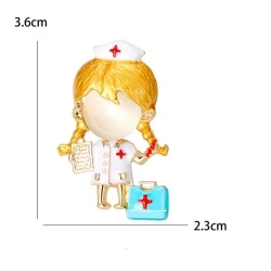 Брошка медсестра з сумкою в білому халаті lan-3091