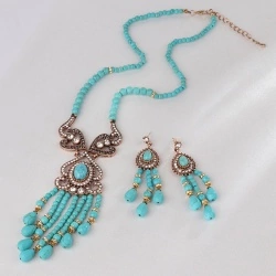 Набор украшений: колье и серьги Bohemian с бирюзой