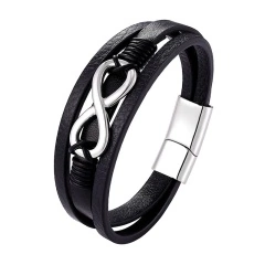 Мужской кожаный браслет большая Бесконечность lan-2784