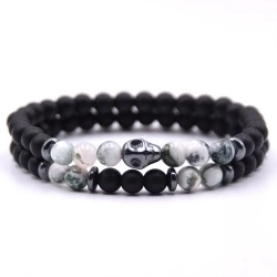 Браслеты из шунгита с мрамором Череп lan-2891