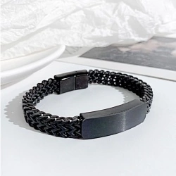 Чорний браслет із нержавіючої сталі Пластина lan-3094