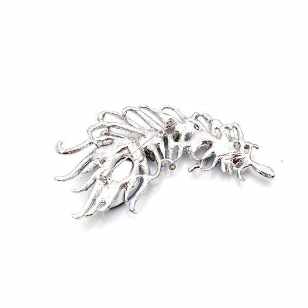 Брошь перо с камнями lan-3156