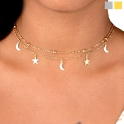 Двойная цепочка на шею Звезды и месяц