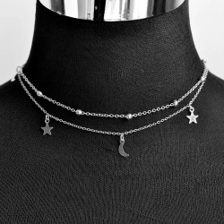 Двойная цепочка на шею Звезды и месяц
