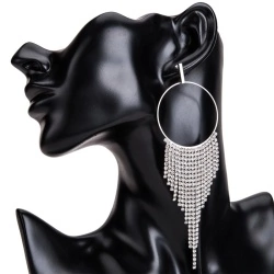 Серьги кольца кристальный водопад