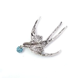 Брошь Ласточка кристалл