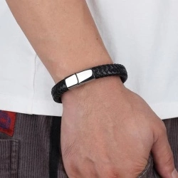 Чоловічий шкіряний браслет плетений lan-3289