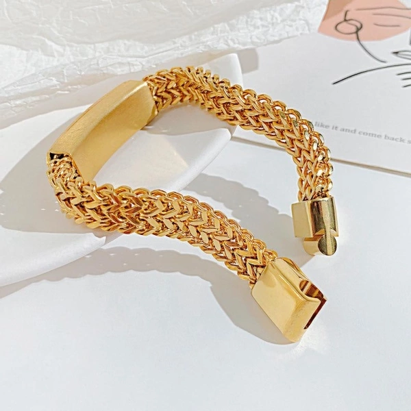 Золотистый браслет из нержавеющей стали Пластина lan-3096