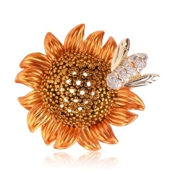 Брошь подсолнух с пчелкой