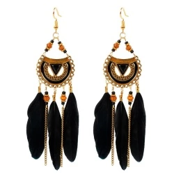 Серьги подвески бохо стиль с перьями