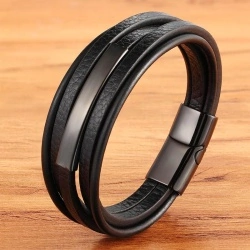 Чоловічий шкіряний браслет lan-3018