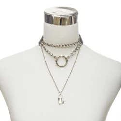 Кожаный чокер с цепочкой Замок lan-3291