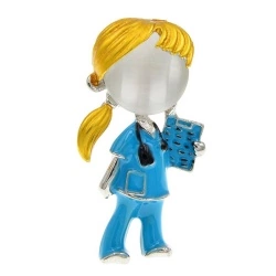 Брошка дівчина лікар блакитна