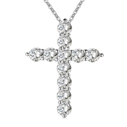 Цепочка и кулон Крест с кристаллами циркона