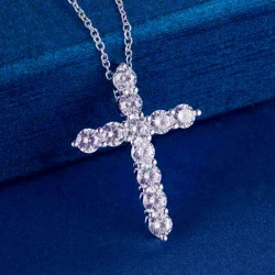 Цепочка и кулон Крест с кристаллами циркона