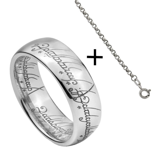 Кольцо Всевластия из стали серебристого цвета с цепочкой "The Lord of the Rings"