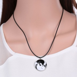 Кулон с цепочкой Белый и чёрный кот