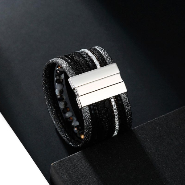 Жіночий шкіряний браслет Дарві чорний