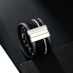 Женский кожаный браслет Дарви черный