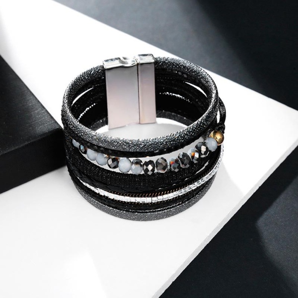 Жіночий шкіряний браслет Дарві чорний